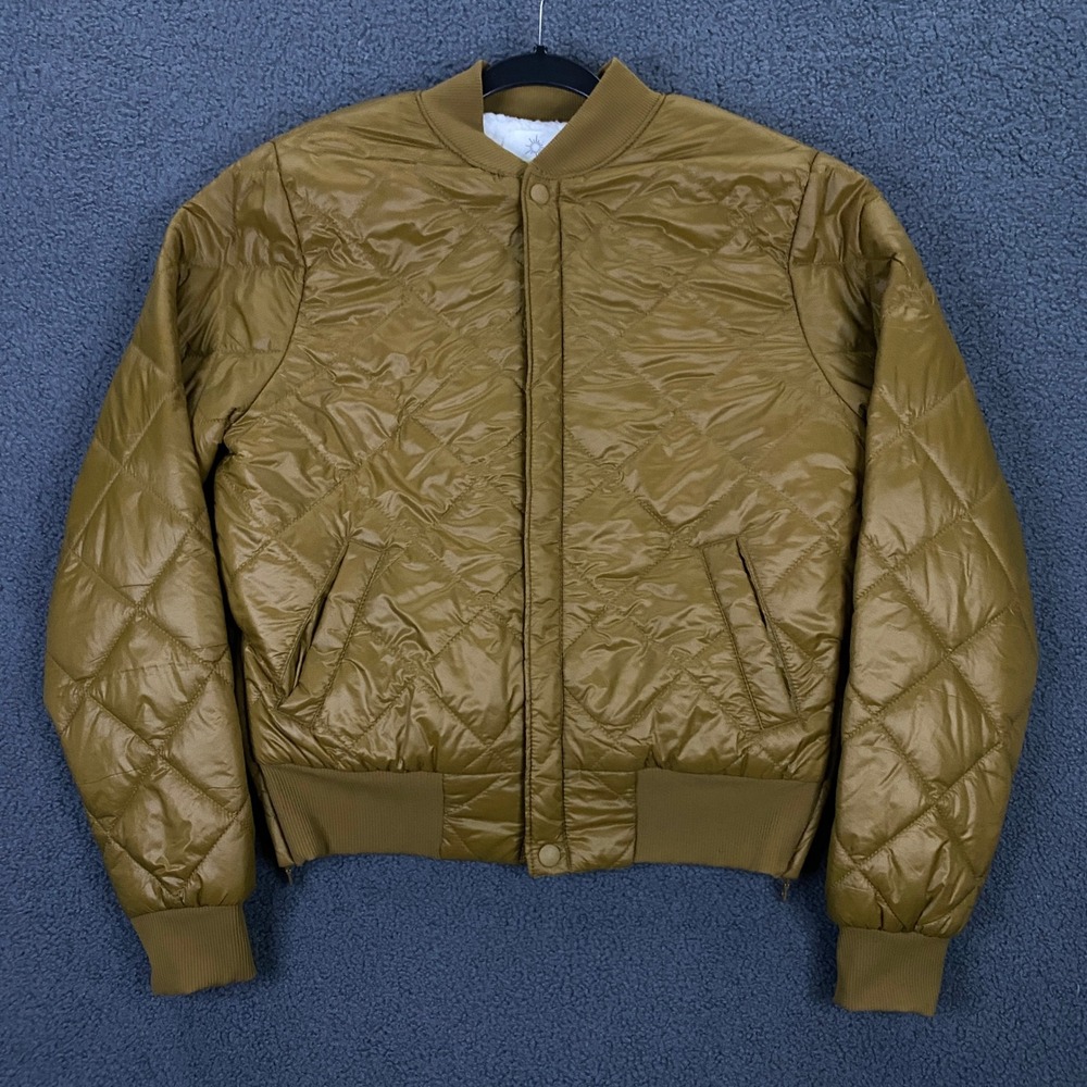 Offline By Aerie Jacket Womens Small Quilted‎ Bomber Sherpa Fleece Lined Mustard